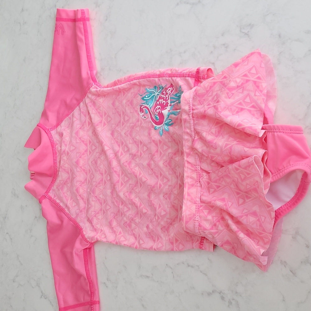 UV SKINZ SWIM SUIT SIZE 12-18M. PINKS AND TEAL. SPF 50